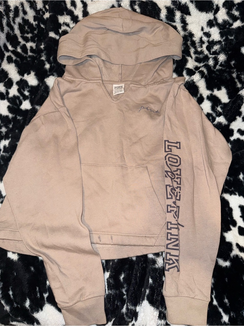 Pink cropped hoodie S